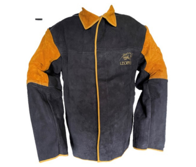 Chaqueta de soldador de cuero negro